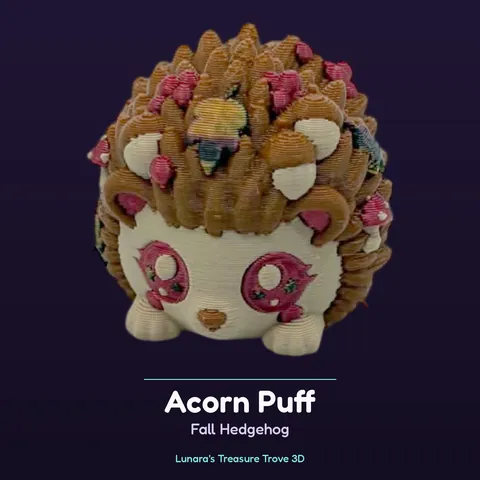 Acorn Puff Fall Hedgehog – 3D printed fantasy creature