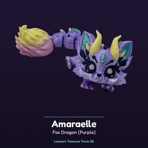 Amaraelle Fox Dragon (Purple) – 3D printed fantasy creature