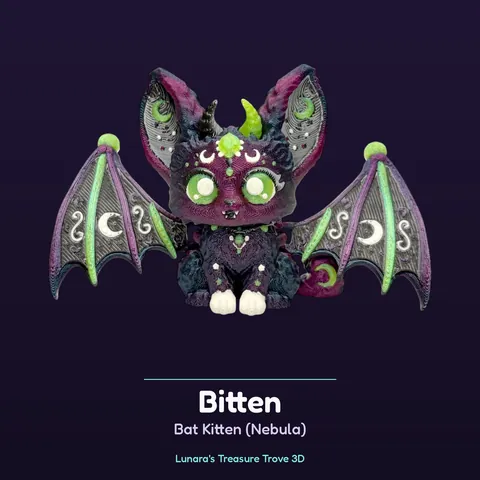 Bitten Bat Kitten (Nebula) – 3D printed fantasy creature