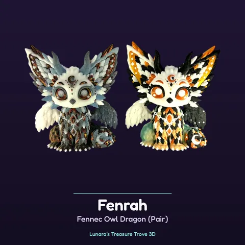 Fenrah Fennec Owl Dragon (Pair) – 3D printed fantasy creature