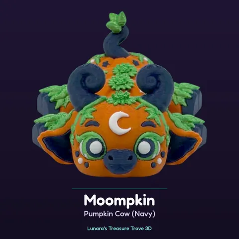 Moompkin Pumpkin Cow (Navy) – 3D printed fantasy creature
