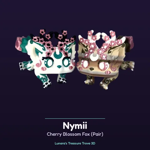 Nymii Cherry Blossom Fox (Pair) – 3D printed fantasy creature
