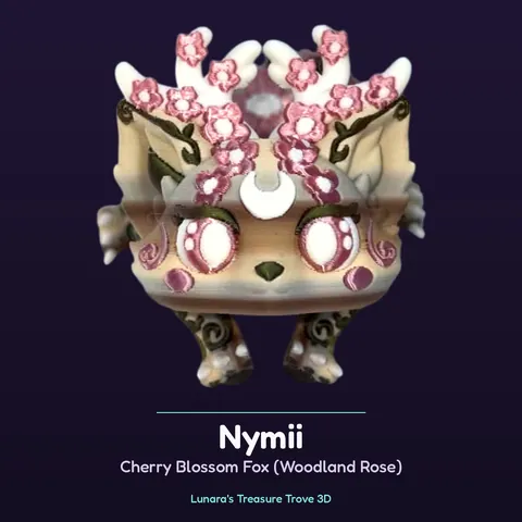 Nymii Cherry Blossom Fox (Woodland Rose) – 3D printed fantasy creature